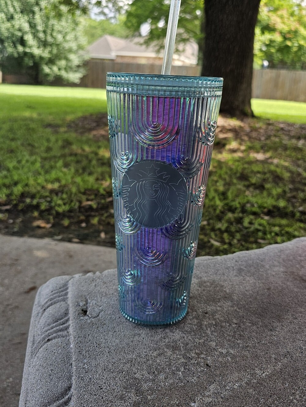 Starbucks Iridescent Holographic Tumbler - Silvery Rainbow Sheen